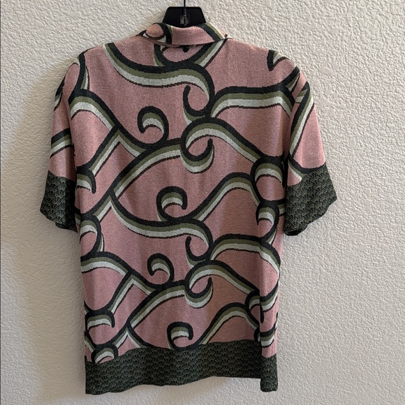 Scotch & Soda Jacquard Knit Button Up Lightweight Green Shirt Size Small - Picture 5 of 8